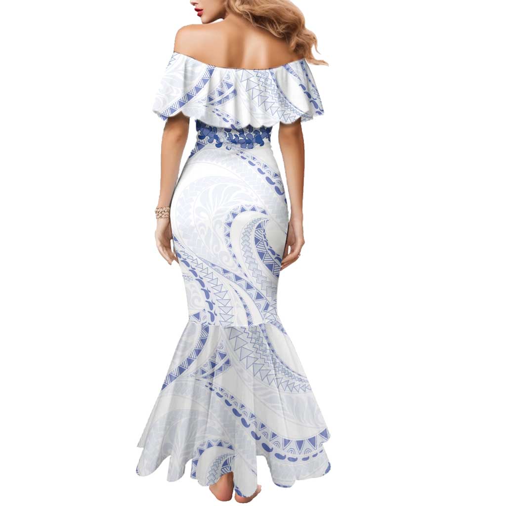 Aloha Lei Onaona Family Matching Mermaid Dress and Hawaiian Shirt Navy Blue Hawaiian Tribal Pattern