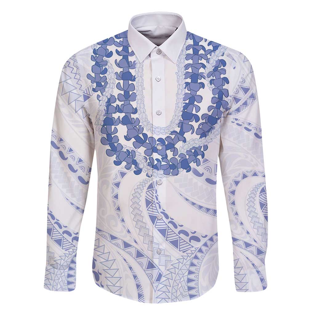 Aloha Lei Onaona Family Matching Off Shoulder Maxi Dress and Hawaiian Shirt Navy Blue Hawaiian Tribal Pattern
