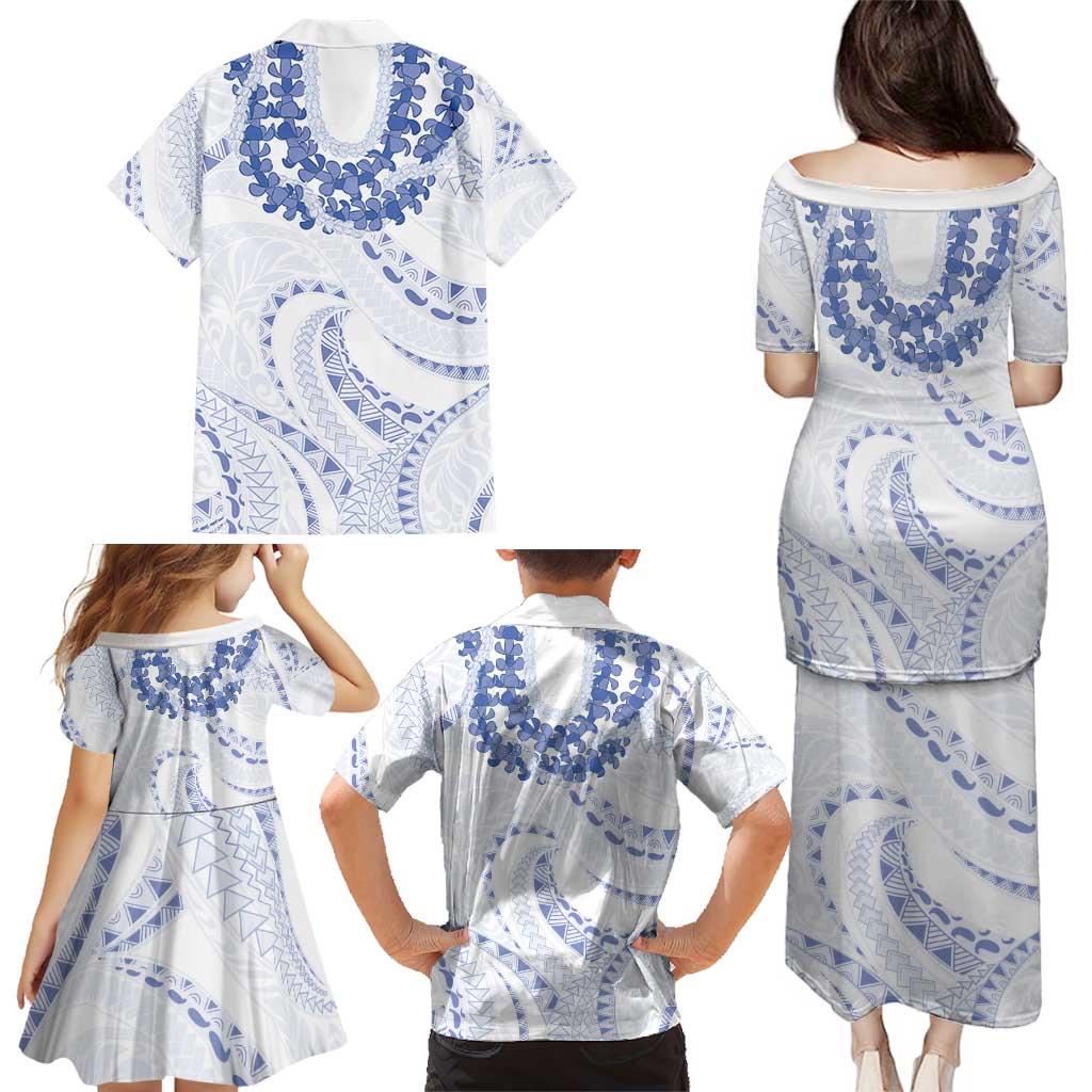 Aloha Lei Onaona Family Matching Puletasi and Hawaiian Shirt Navy Blue Hawaiian Tribal Pattern LT9 - Polynesian Pride