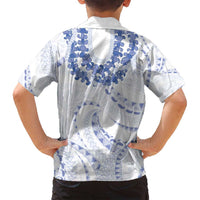 Aloha Lei Onaona Family Matching Summer Maxi Dress and Hawaiian Shirt Navy Blue Hawaiian Tribal Pattern