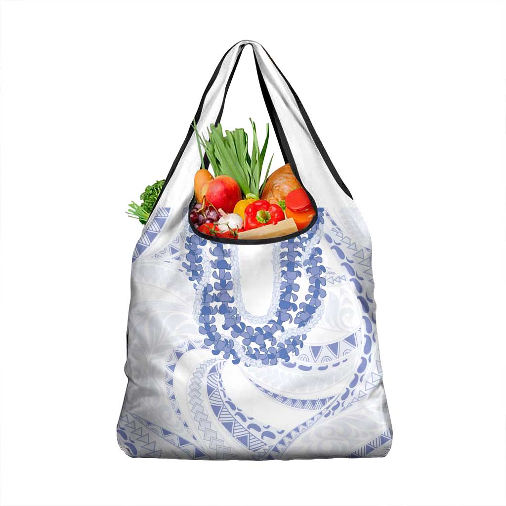 Aloha Lei Onaona Grocery Bag Navy Blue Hawaiian Tribal Pattern