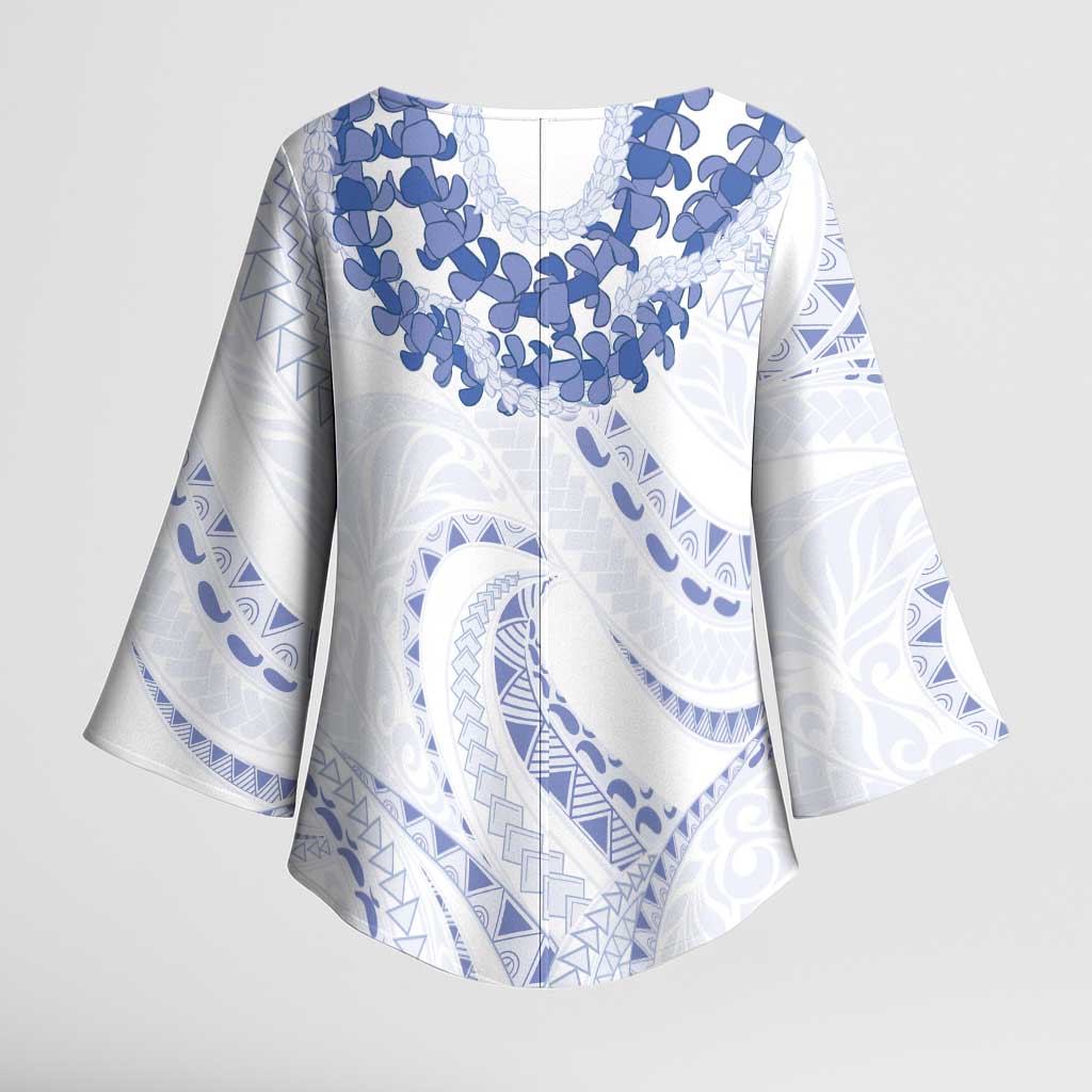 Aloha Lei Onaona Kimono Sleeve Blouse Navy Blue Hawaiian Tribal Pattern - Polynesian Pride