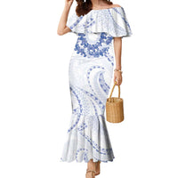 Aloha Lei Onaona Mermaid Dress Navy Blue Hawaiian Tribal Pattern