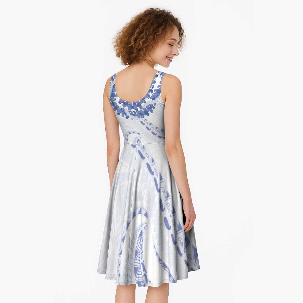 Aloha Lei Onaona Midi Dress Navy Blue Hawaiian Tribal Pattern - Polynesian Pride