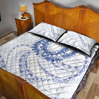 Aloha Lei Onaona Quilt Bed Set Navy Blue Hawaiian Tribal Pattern