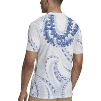 Aloha Lei Onaona Rugby Jersey Navy Blue Hawaiian Tribal Pattern