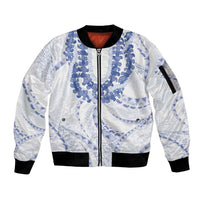 Aloha Lei Onaona Sleeve Zip Bomber Jacket Navy Blue Hawaiian Tribal Pattern LT9 Unisex Blue - Polynesian Pride