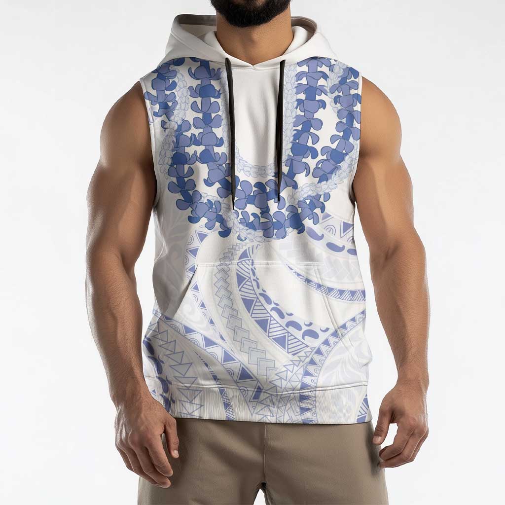 Aloha Lei Onaona Sleeveless Hoodie Navy Blue Hawaiian Tribal Pattern - Polynesian Pride