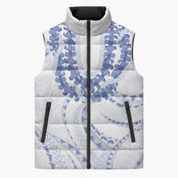 Aloha Lei Onaona Sleeveless Puffer Jacket Navy Blue Hawaiian Tribal Pattern - Polynesian Pride