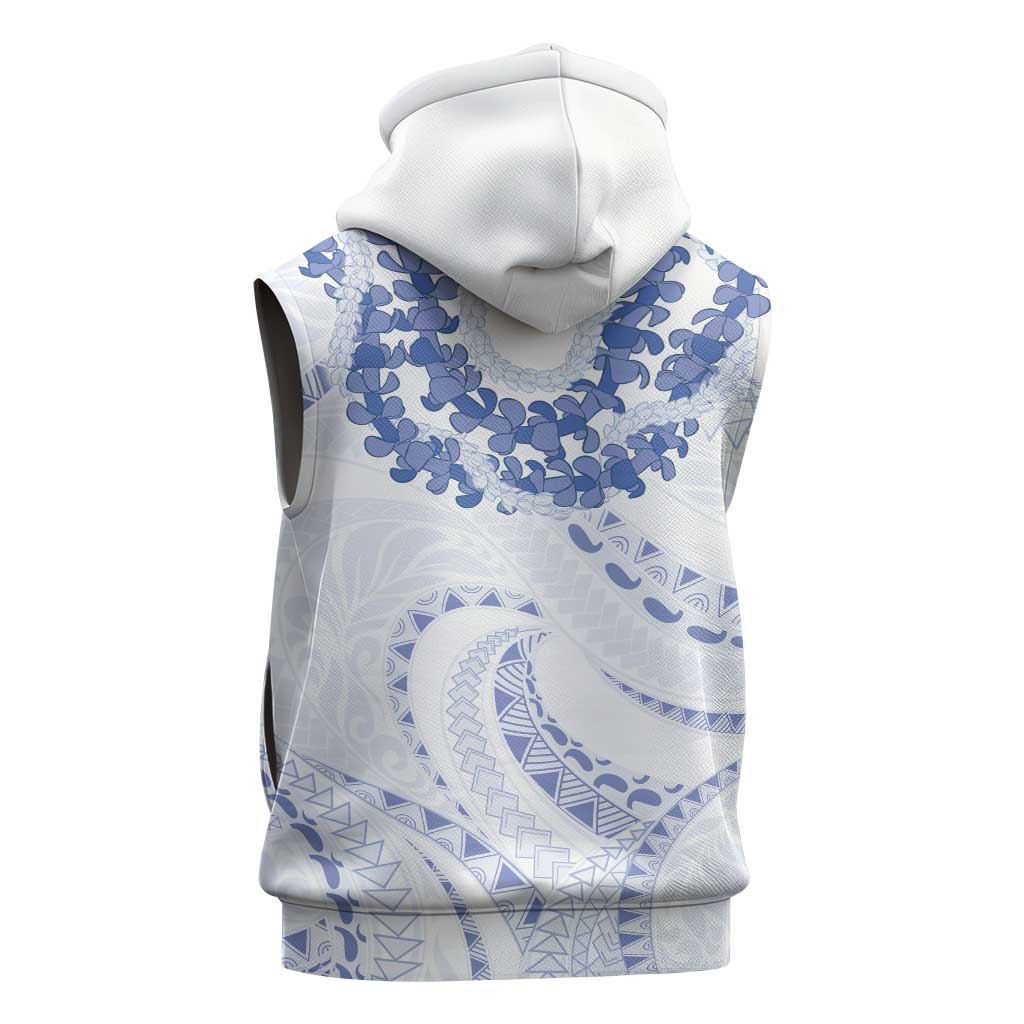 Aloha Lei Onaona Sleeveless Zip Hoodie Navy Blue Hawaiian Tribal Pattern LT9