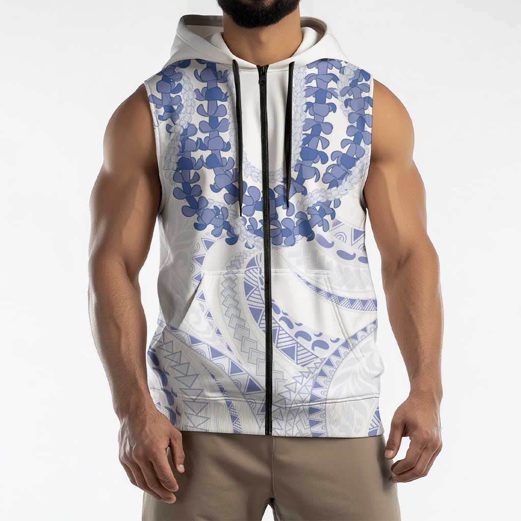 Aloha Lei Onaona Sleeveless Zip Hoodie Navy Blue Hawaiian Tribal Pattern LT9