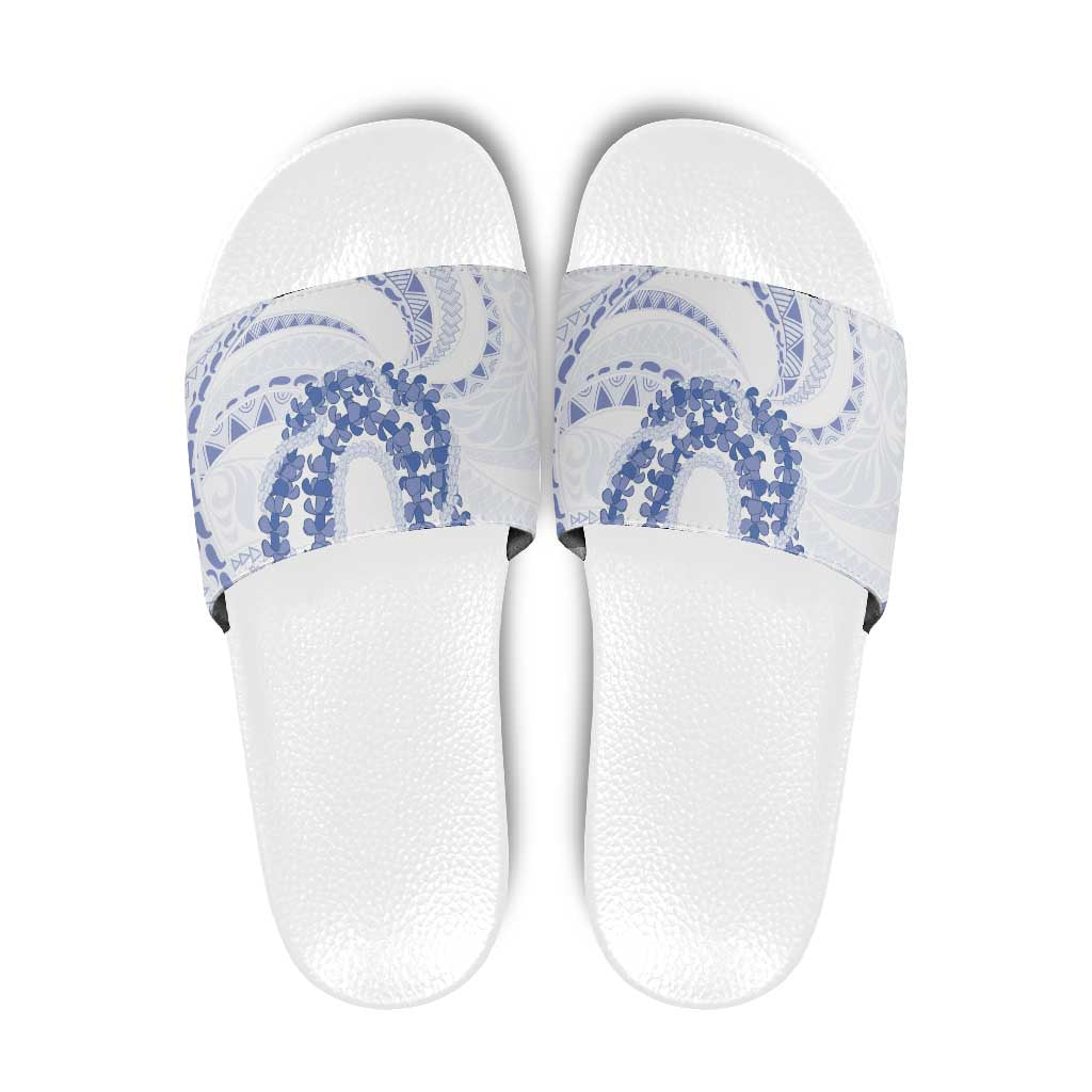 Aloha Lei Onaona Slide Sandals Navy Blue Hawaiian Tribal Pattern LT9 Blue - Polynesian Pride