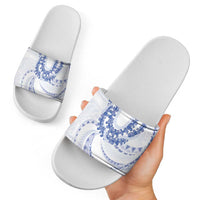 Aloha Lei Onaona Slide Sandals Navy Blue Hawaiian Tribal Pattern LT9 - Polynesian Pride