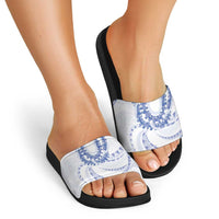 Aloha Lei Onaona Slide Sandals Navy Blue Hawaiian Tribal Pattern LT9 - Polynesian Pride