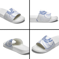 Aloha Lei Onaona Slide Sandals Navy Blue Hawaiian Tribal Pattern LT9 - Polynesian Pride