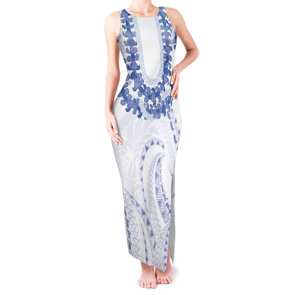 Aloha Lei Onaona Tank Maxi Dress Navy Blue Hawaiian Tribal Pattern