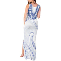 Aloha Lei Onaona Tank Maxi Dress Navy Blue Hawaiian Tribal Pattern