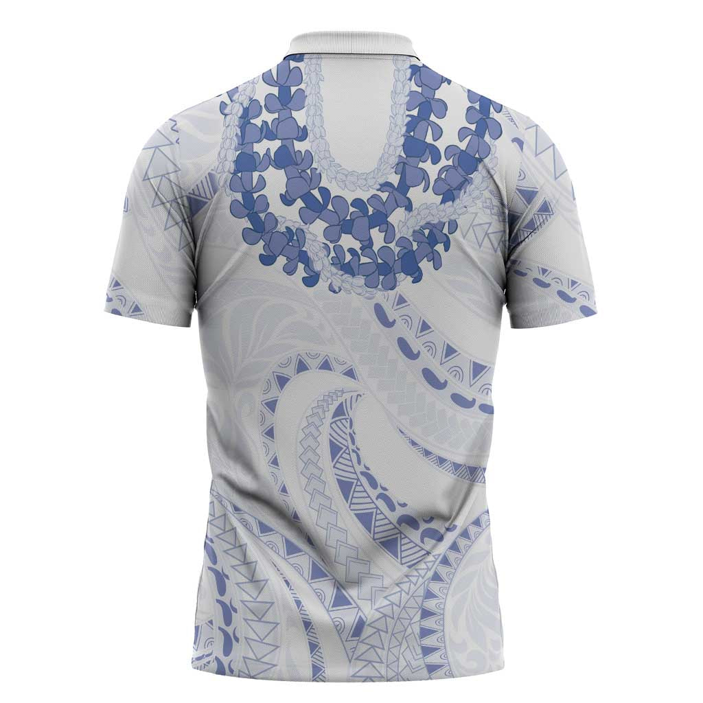 Aloha Lei Onaona Zipper Polo Shirt Navy Blue Hawaiian Tribal Pattern - Polynesian Pride