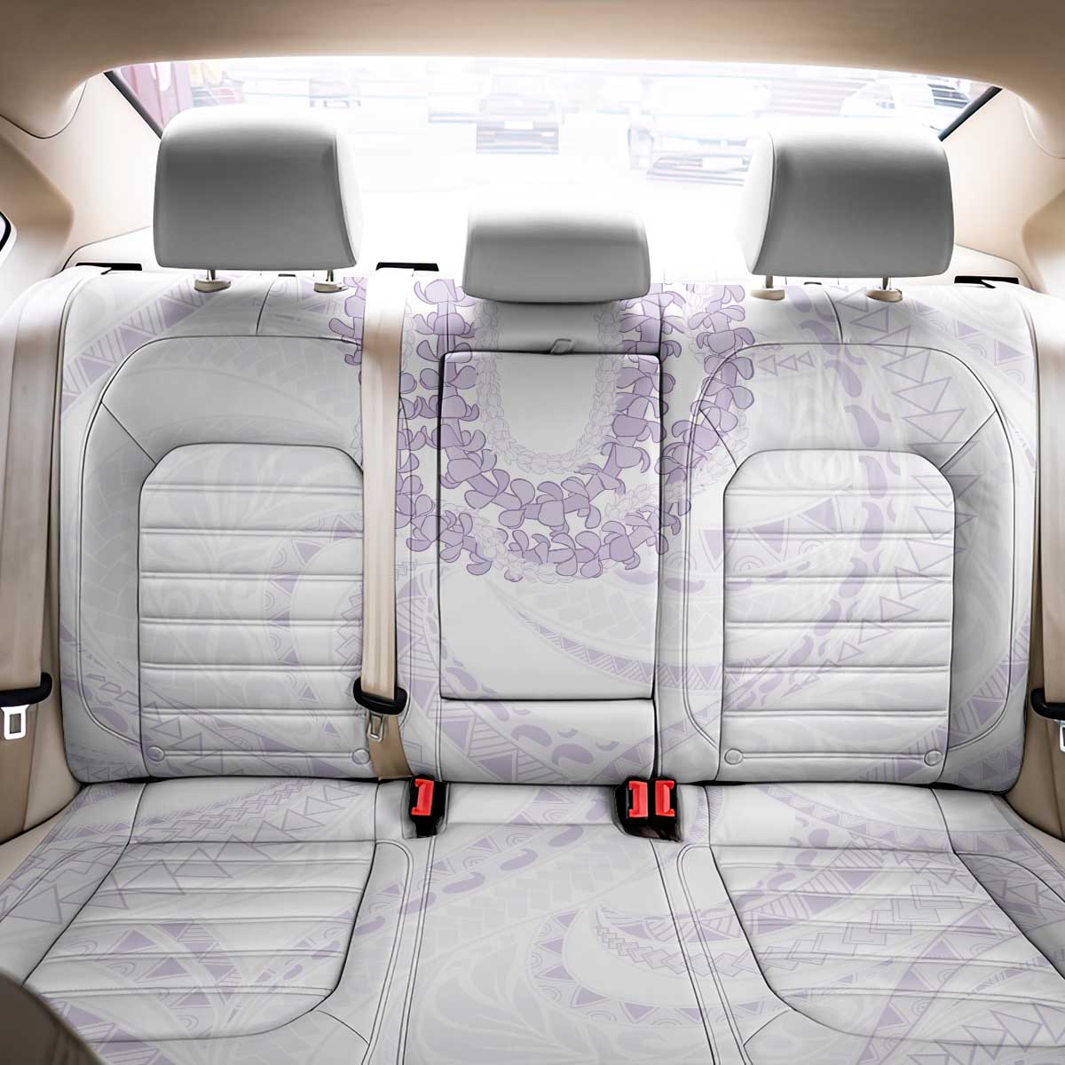 Aloha Lei Onaona Back Car Seat Cover Purple Hawaiian Tribal Pattern