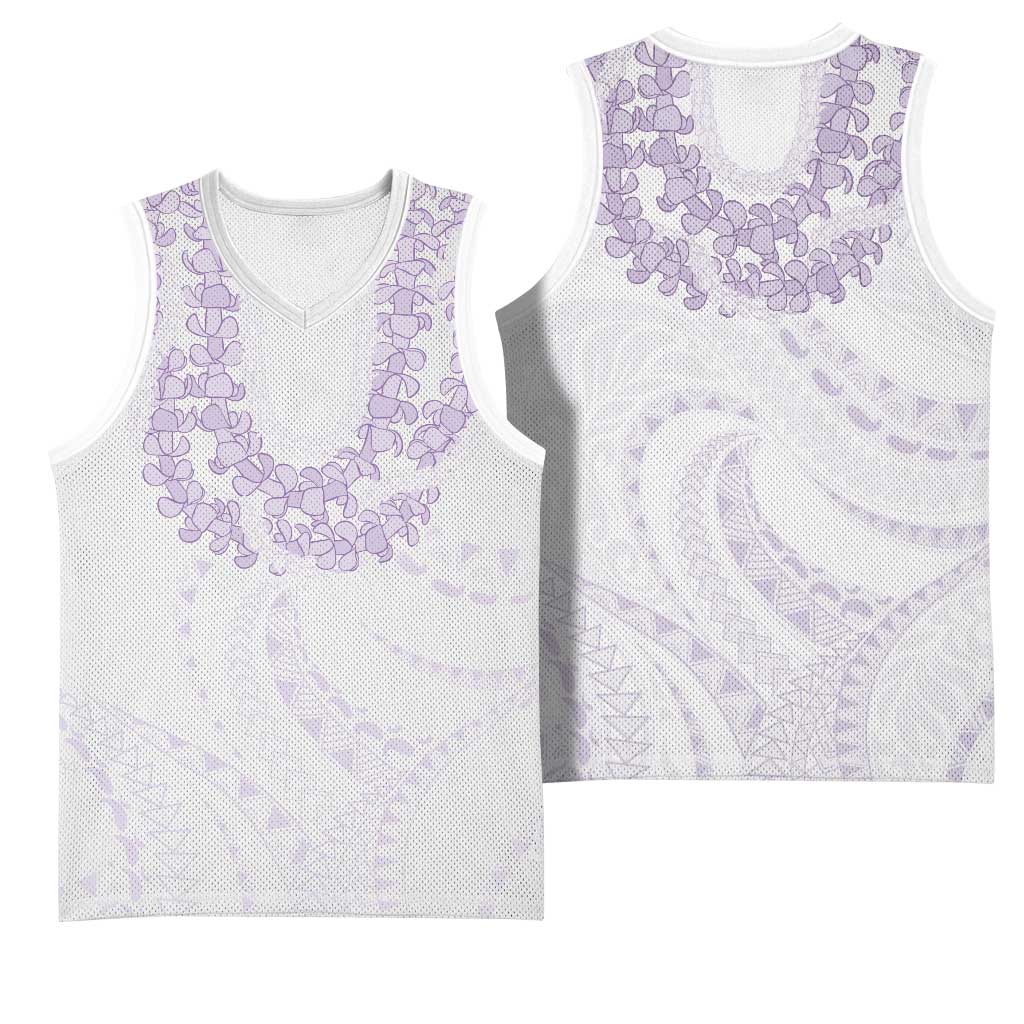 Aloha Lei Onaona Basketball Jersey Purple Hawaiian Tribal Pattern - Polynesian Pride