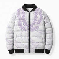 Aloha Lei Onaona Bomber Puffer Jacket Purple Hawaiian Tribal Pattern - Polynesian Pride