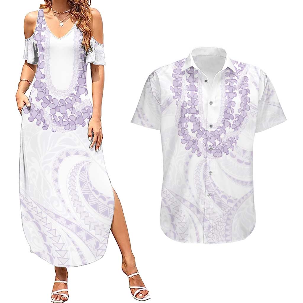Aloha Lei Onaona Couples Matching Summer Maxi Dress and Hawaiian Shirt Purple Hawaiian Tribal Pattern LT9 Purple - Polynesian Pride