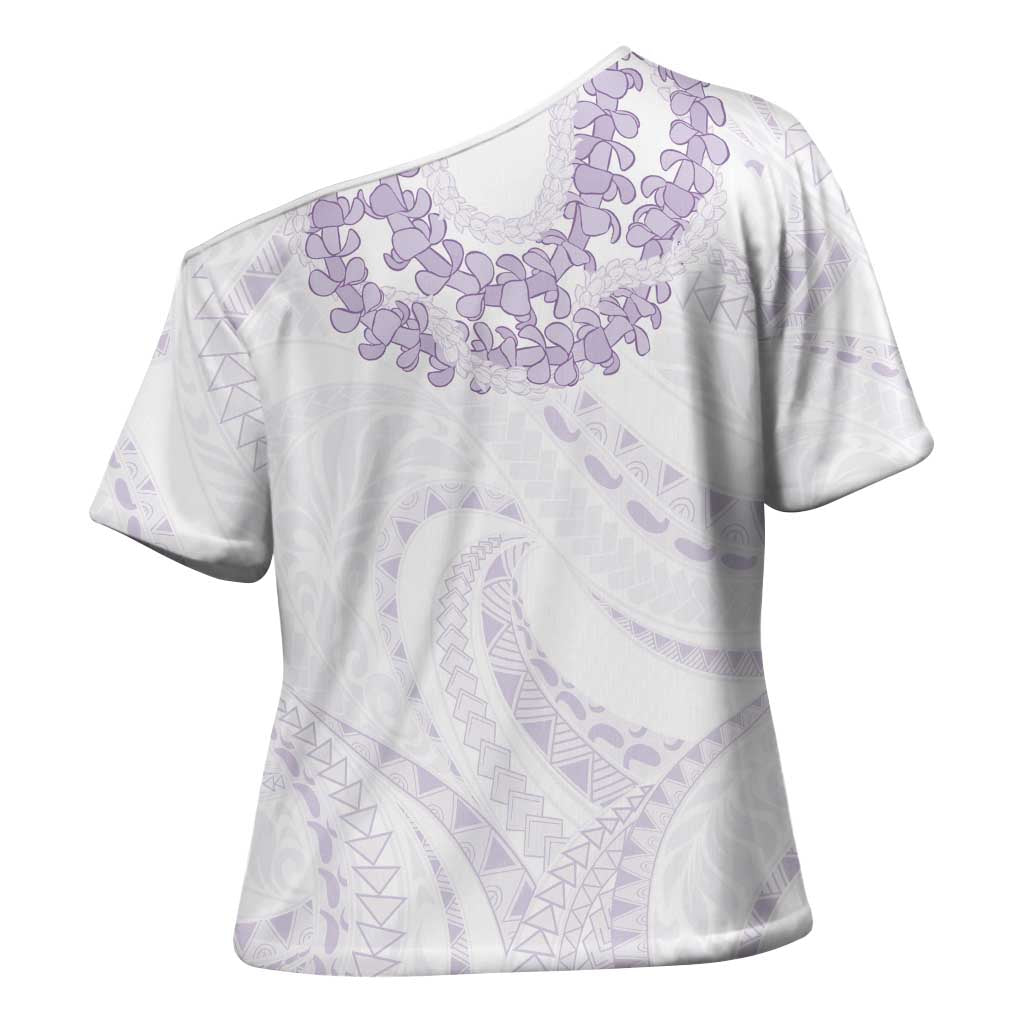 Aloha Lei Onaona Cross Shoulder Shirt Purple Hawaiian Tribal Pattern - Polynesian Pride