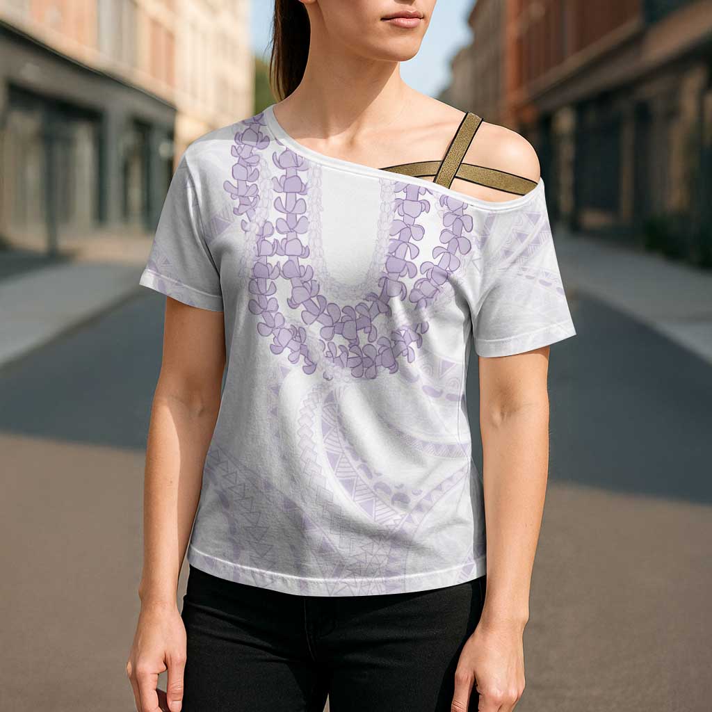Aloha Lei Onaona Cross Shoulder Shirt Purple Hawaiian Tribal Pattern - Polynesian Pride