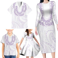Aloha Lei Onaona Family Matching Long Sleeve Bodycon Dress and Hawaiian Shirt Purple Hawaiian Tribal Pattern LT9 - Polynesian Pride