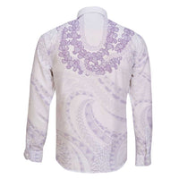 Aloha Lei Onaona Family Matching Long Sleeve Bodycon Dress and Hawaiian Shirt Purple Hawaiian Tribal Pattern LT9 - Polynesian Pride