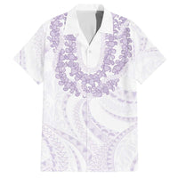 Aloha Lei Onaona Family Matching Off The Shoulder Long Sleeve Dress and Hawaiian Shirt Purple Hawaiian Tribal Pattern
