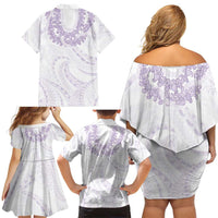 Aloha Lei Onaona Family Matching Off Shoulder Short Dress and Hawaiian Shirt Purple Hawaiian Tribal Pattern LT9 - Polynesian Pride