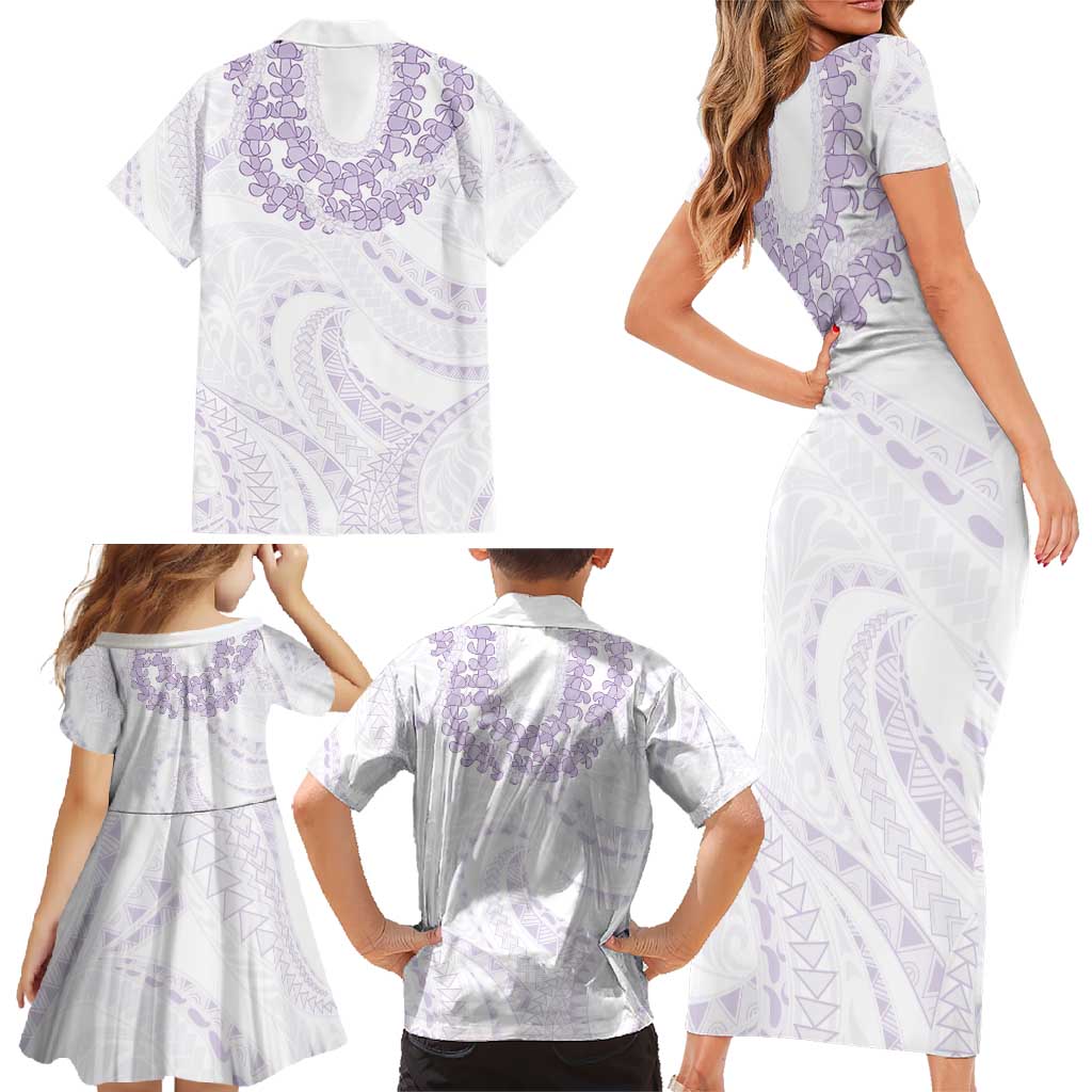 Aloha Lei Onaona Family Matching Short Sleeve Bodycon Dress and Hawaiian Shirt Purple Hawaiian Tribal Pattern LT9 - Polynesian Pride