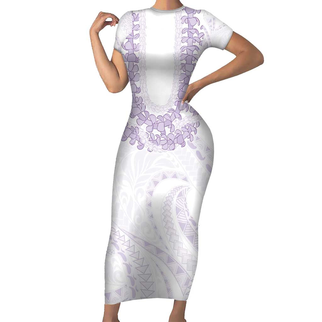 Aloha Lei Onaona Family Matching Short Sleeve Bodycon Dress and Hawaiian Shirt Purple Hawaiian Tribal Pattern LT9 Mom's Dress Purple - Polynesian Pride