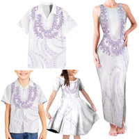 Aloha Lei Onaona Family Matching Tank Maxi Dress and Hawaiian Shirt Purple Hawaiian Tribal Pattern LT9 - Polynesian Pride