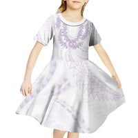 Aloha Lei Onaona Kid Short Sleeve Dress Purple Hawaiian Tribal Pattern