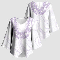 Aloha Lei Onaona Kimono Sleeve Blouse Purple Hawaiian Tribal Pattern - Polynesian Pride