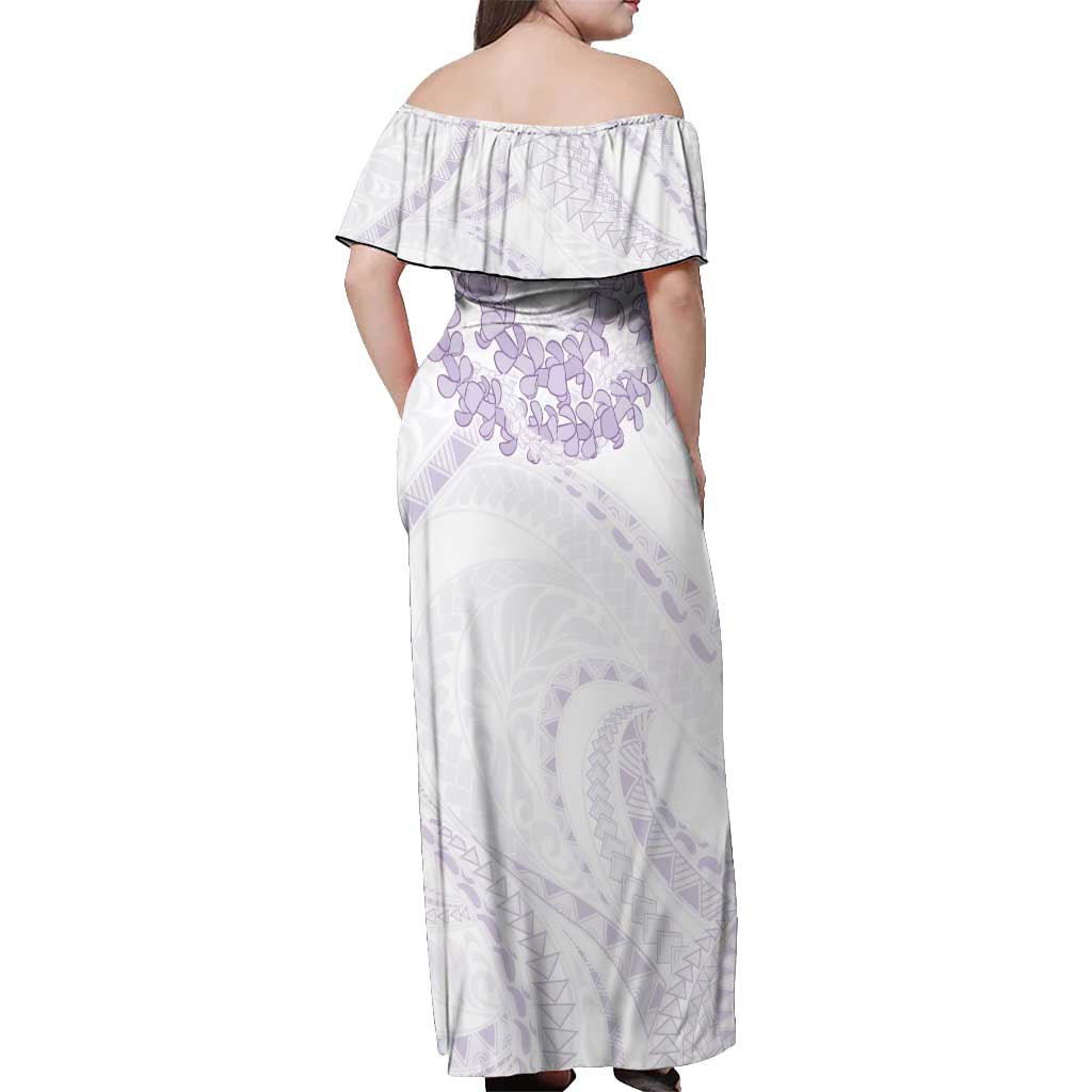 Aloha Lei Onaona Off Shoulder Maxi Dress Purple Hawaiian Tribal Pattern