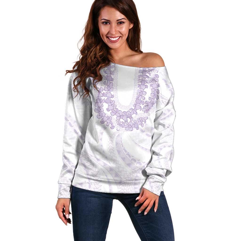 Aloha Lei Onaona Off Shoulder Sweater Purple Hawaiian Tribal Pattern
