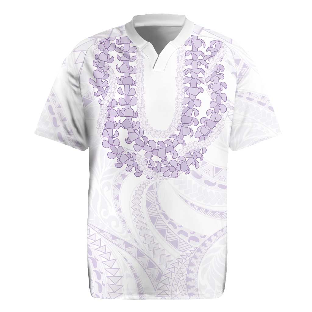 Aloha Lei Onaona Rugby Jersey Purple Hawaiian Tribal Pattern