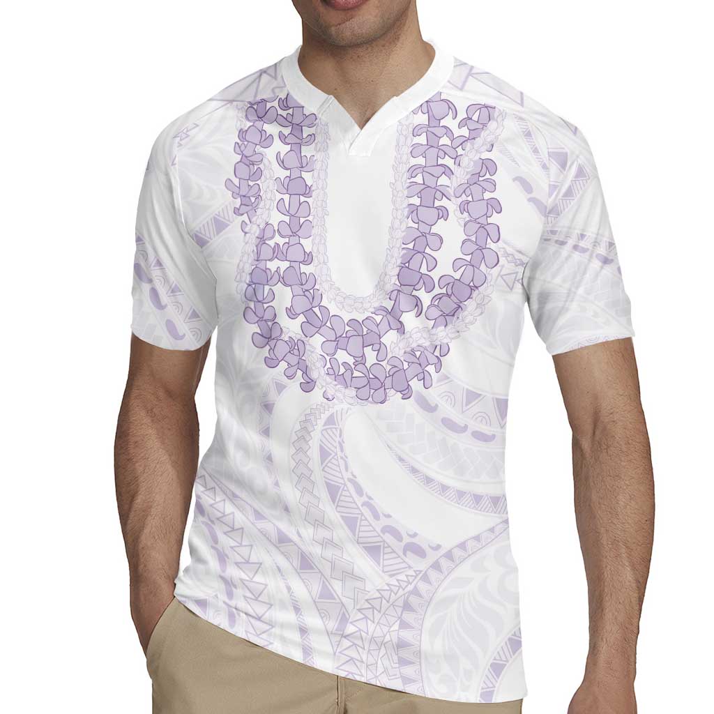Aloha Lei Onaona Rugby Jersey Purple Hawaiian Tribal Pattern