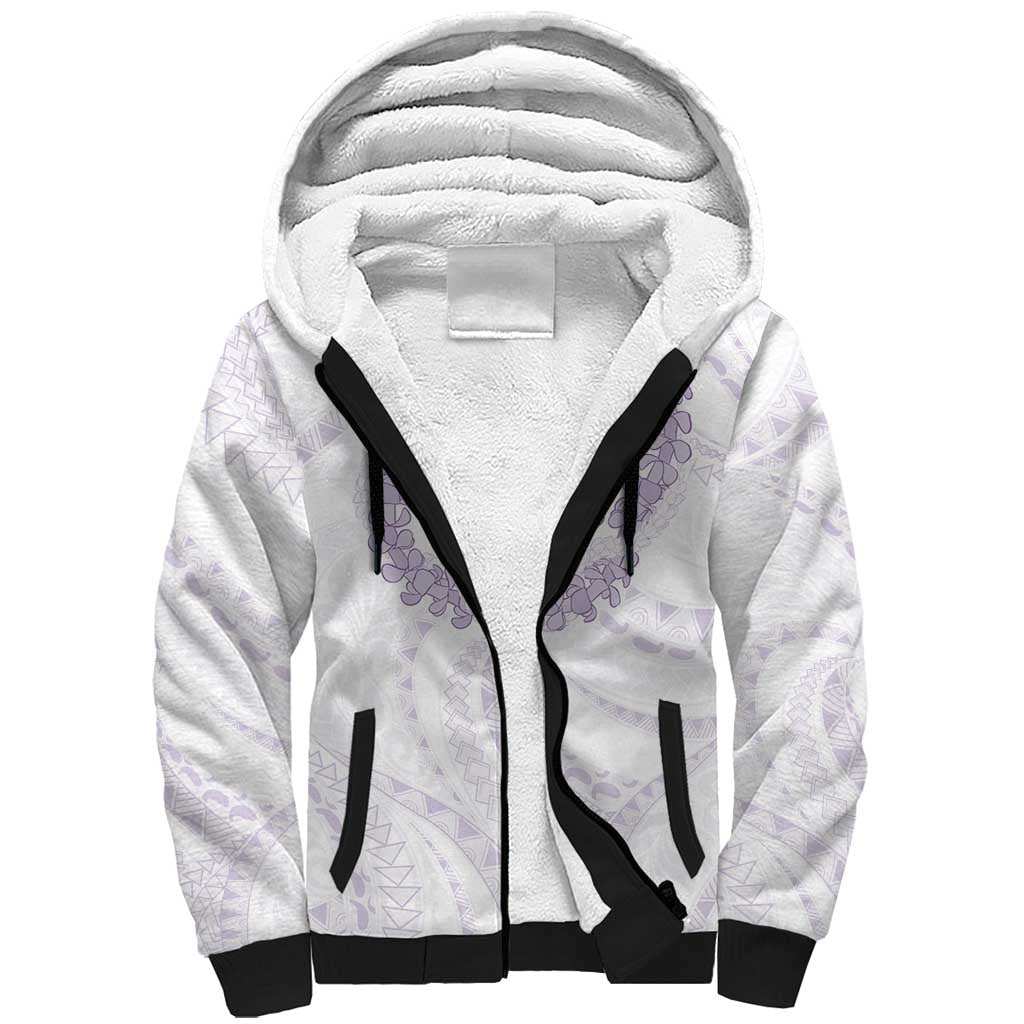 Aloha Lei Onaona Sherpa Hoodie Purple Hawaiian Tribal Pattern