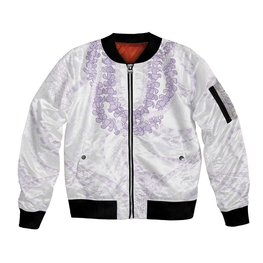 Aloha Lei Onaona Sleeve Zip Bomber Jacket Purple Hawaiian Tribal Pattern LT9 Unisex Purple - Polynesian Pride
