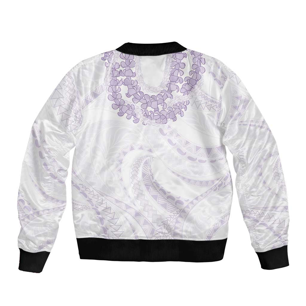 Aloha Lei Onaona Sleeve Zip Bomber Jacket Purple Hawaiian Tribal Pattern LT9 - Polynesian Pride