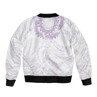 Aloha Lei Onaona Sleeve Zip Bomber Jacket Purple Hawaiian Tribal Pattern LT9 - Polynesian Pride