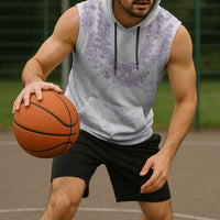 Aloha Lei Onaona Sleeveless Hoodie Purple Hawaiian Tribal Pattern - Polynesian Pride