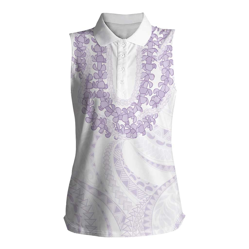 Aloha Lei Onaona Women Sleeveless Polo Shirt Purple Hawaiian Tribal Pattern