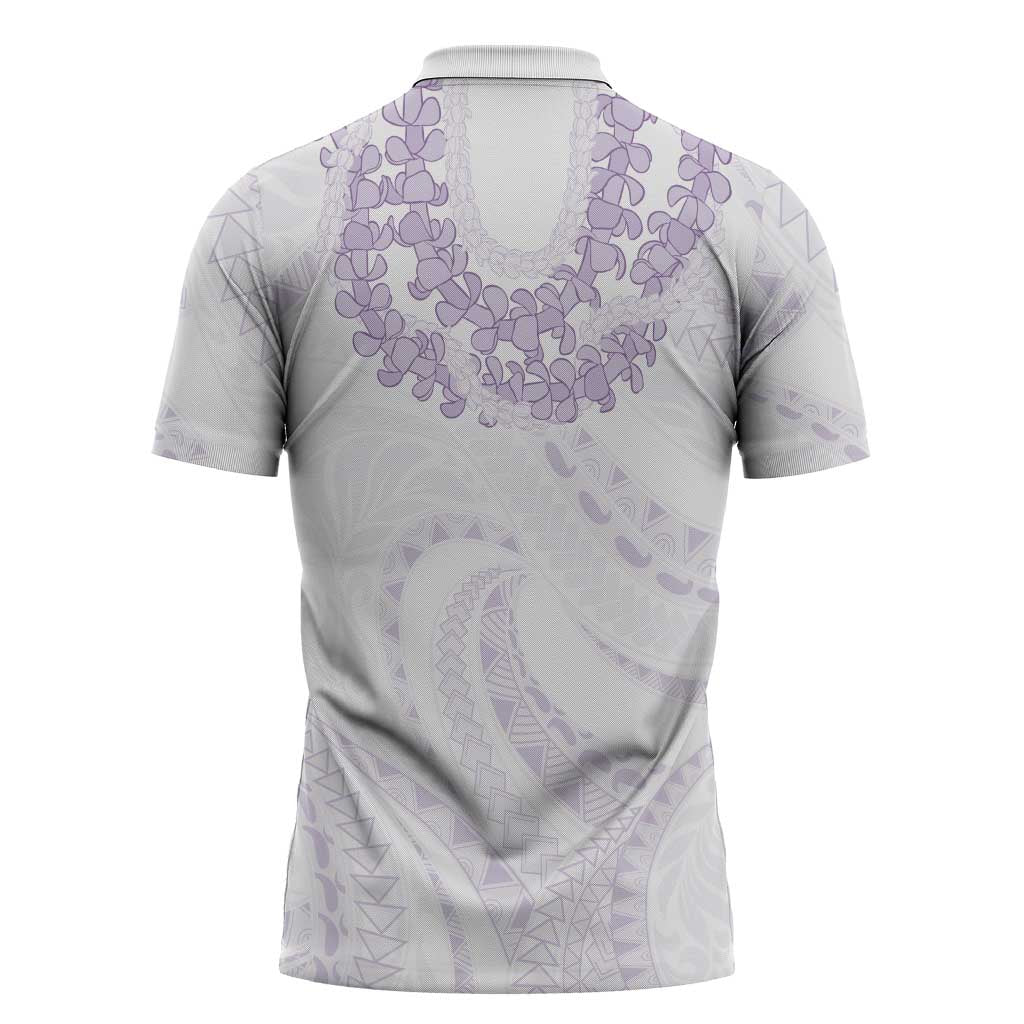Aloha Lei Onaona Zipper Polo Shirt Purple Hawaiian Tribal Pattern - Polynesian Pride