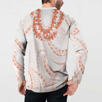 Aloha Lei Onaona Button Sweatshirt Red Hawaiian Tribal Pattern
