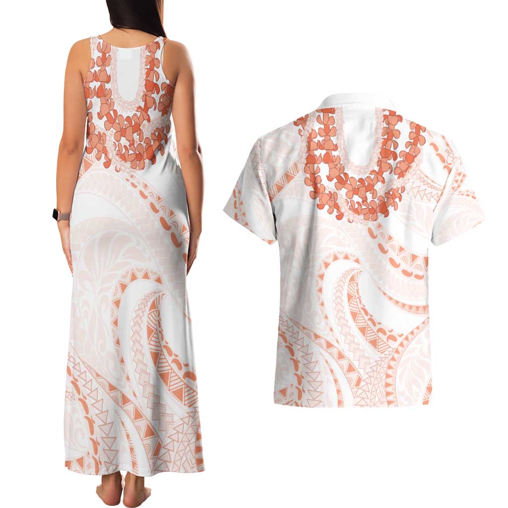 Aloha Lei Onaona Couples Matching Tank Maxi Dress and Hawaiian Shirt Red Hawaiian Tribal Pattern LT9 - Polynesian Pride